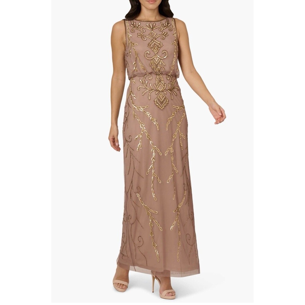 adrianna papell Beaded Blouson Evening Gown Size:4 $169
